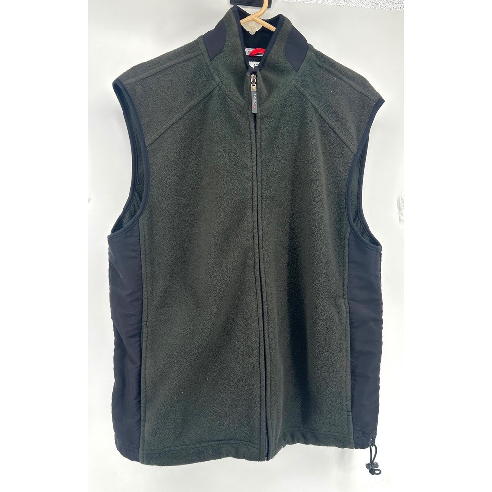IZOD Performance PFX Mens Fleece Vest Green Full Zip Sleeveless Jacket L Outdoor